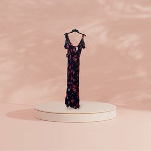 Beautiful Express High-Low Floral Print/Navy Dress. Size - M. NWT